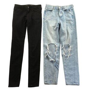 2 American Eagle Outfitters Women's Jeans Lot Size 2 Destroyed Denim